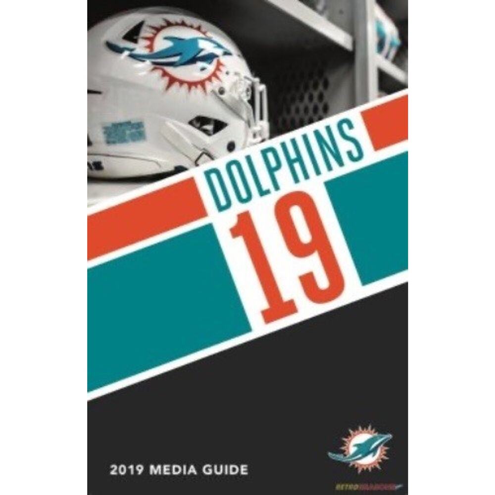 Miami Dolphins 2019 Media Guide Official NFL Cover On 12x8in Metal Sign